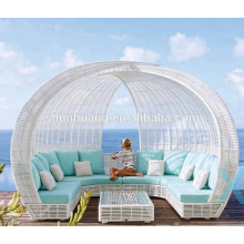 Popular outdoor furniture waterproof patio lounge chaise poly rattan sun bed